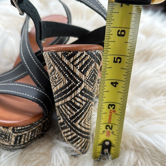 Geometric Wedge Olivia Miller Sandals, Black, White and Tan, Women Size 8 - Picture 5 of 5